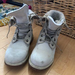 Grey/white Timberland boots
